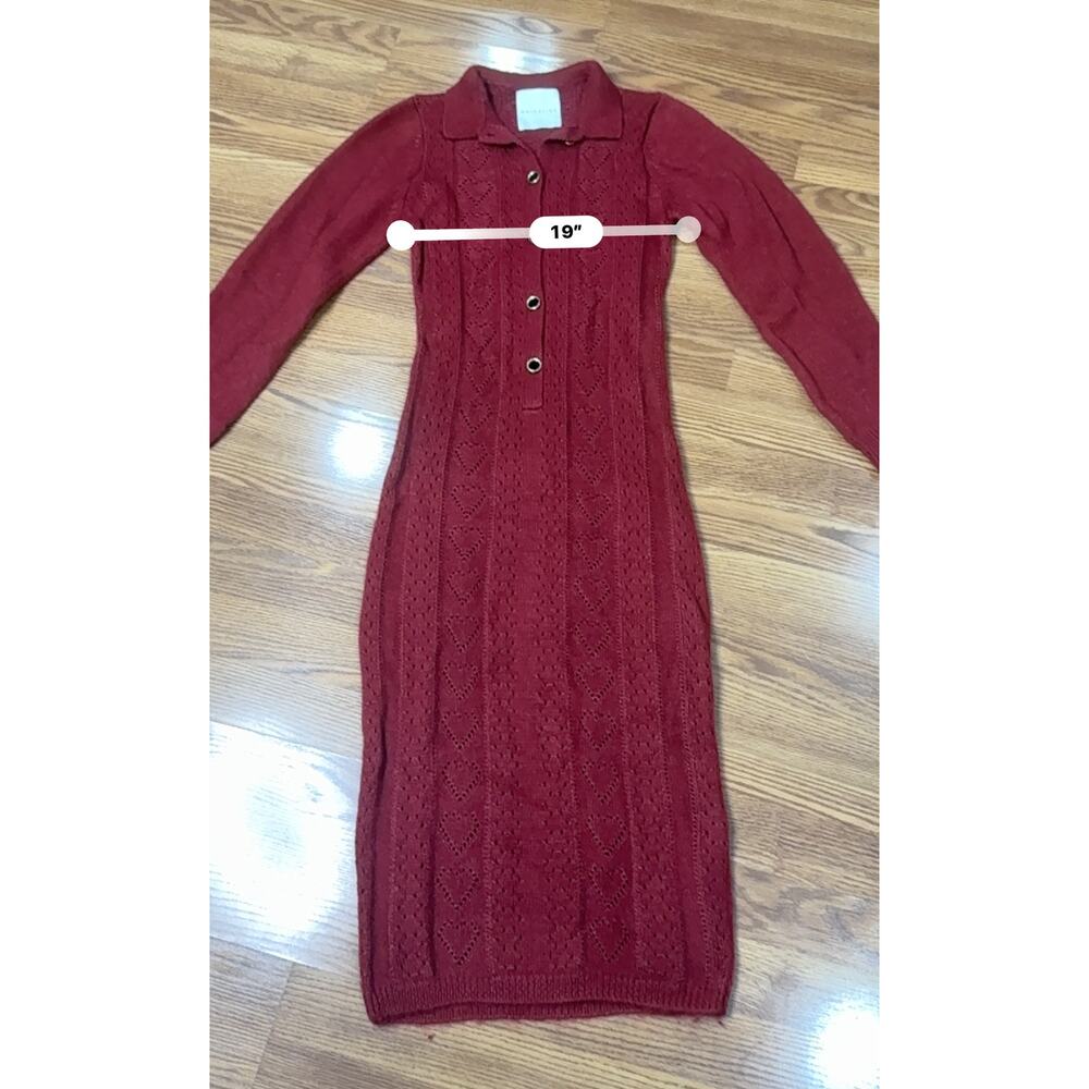 Markarian Burgundy Poesie Hearts Silk Mohair Blend Maxi Dress Size Small - Picture 8 of 15